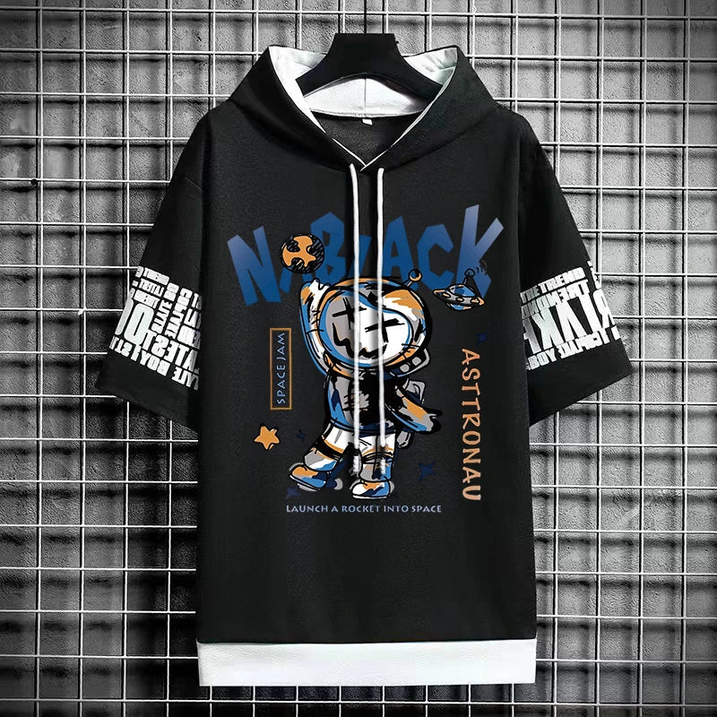 Men's Winter Hooded T-Shirt - Korean Fashion Streetwear Tee
