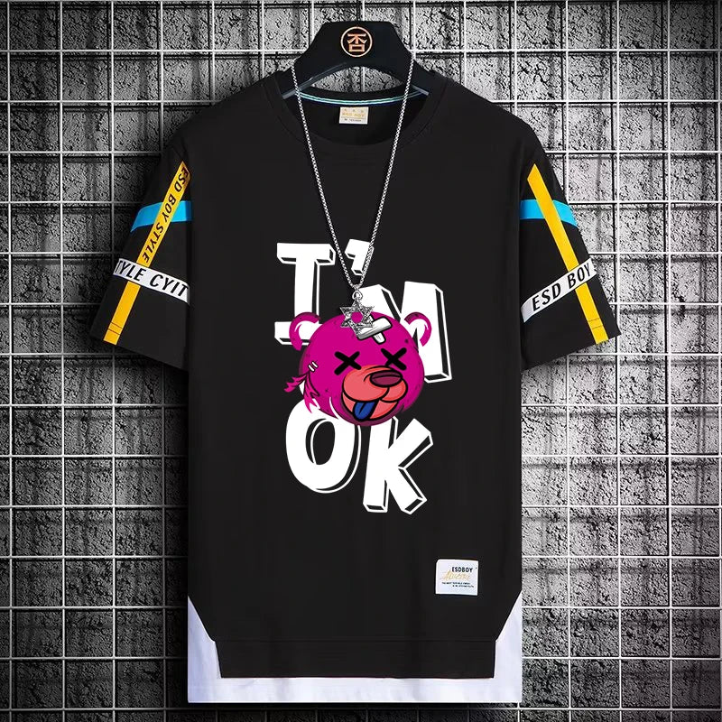 Men's Summer Streetwear T-Shirt - Trendy Graphic Tee