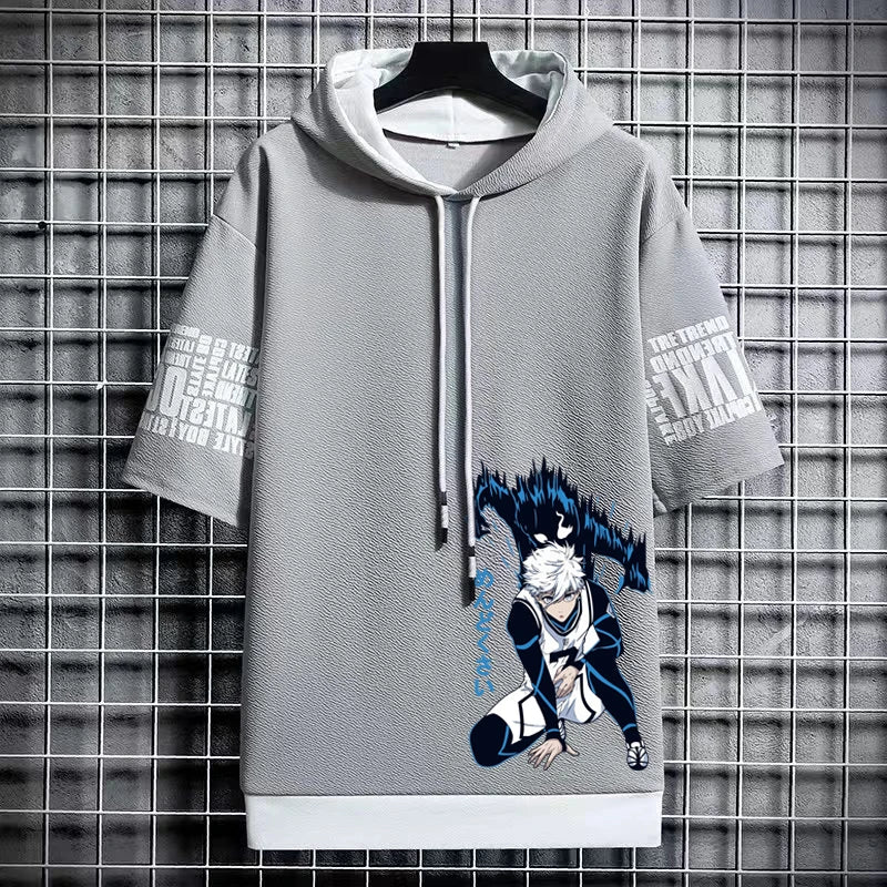 Men's Winter Hooded Graphic T-Shirt - Streetwear Anime Tee