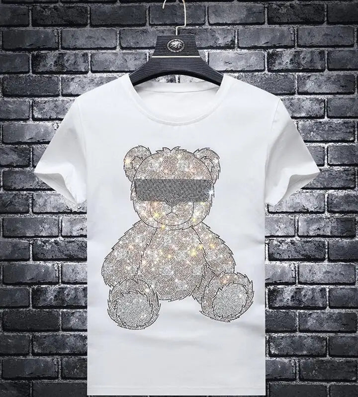 Men's Summer Rhinestone T-Shirt - Stylish Graphic Tee