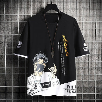 Summer Men's Casual Cotton T-Shirt Hip Hop Streetwear Tee
