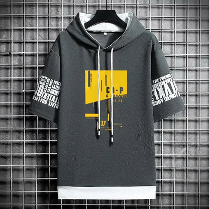 Japan Style Men's Hooded T-Shirt - Harajuku Streetwear Tee