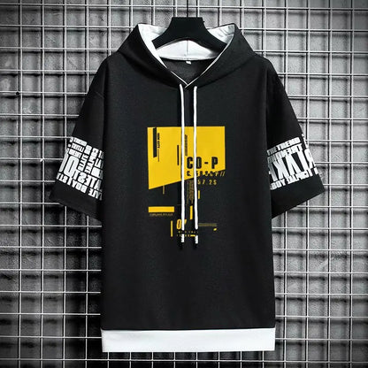 Japan Style Men's Hooded T-Shirt - Harajuku Streetwear Tee