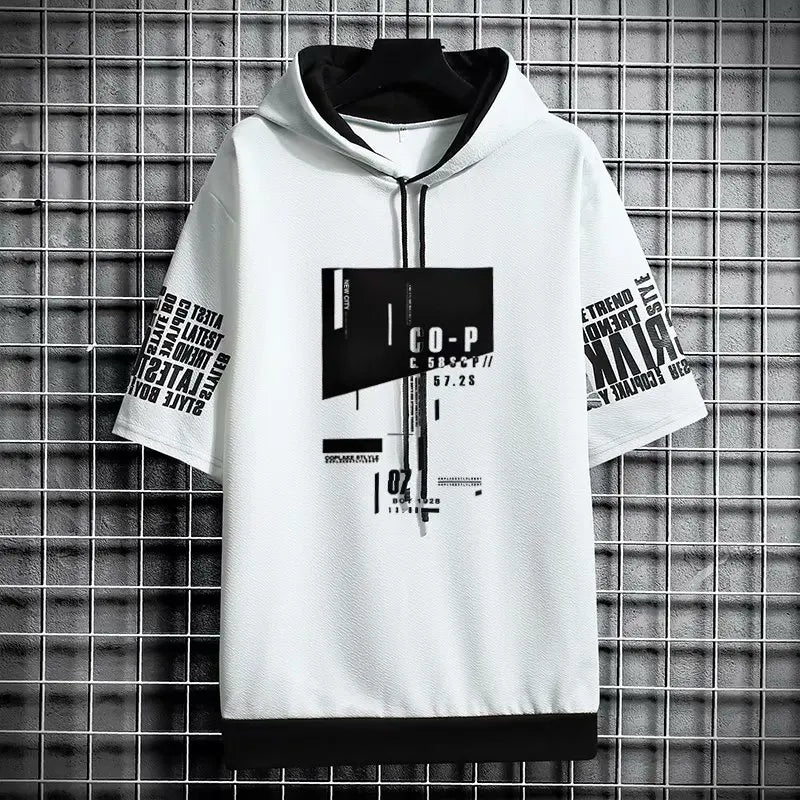 Japan Style Men's Hooded T-Shirt - Harajuku Streetwear Tee