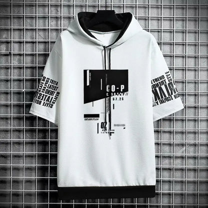 Japan Style Men's Hooded T-Shirt - Harajuku Streetwear Tee