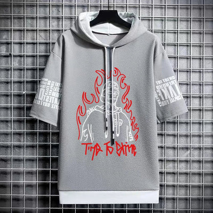Men's Winter Hooded T-Shirt - Trendy Harajuku Streetwear