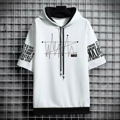 Men's Winter Hooded T-Shirt - Stylish Graphic Streetwear