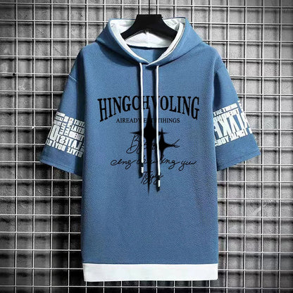 Men's Short Sleeve T-Shirt - Winter Streetwear Hoodie