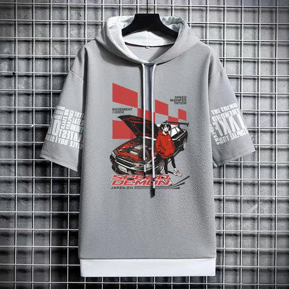 Men's Winter T-Shirt - Short Sleeve Graphic Hoodie