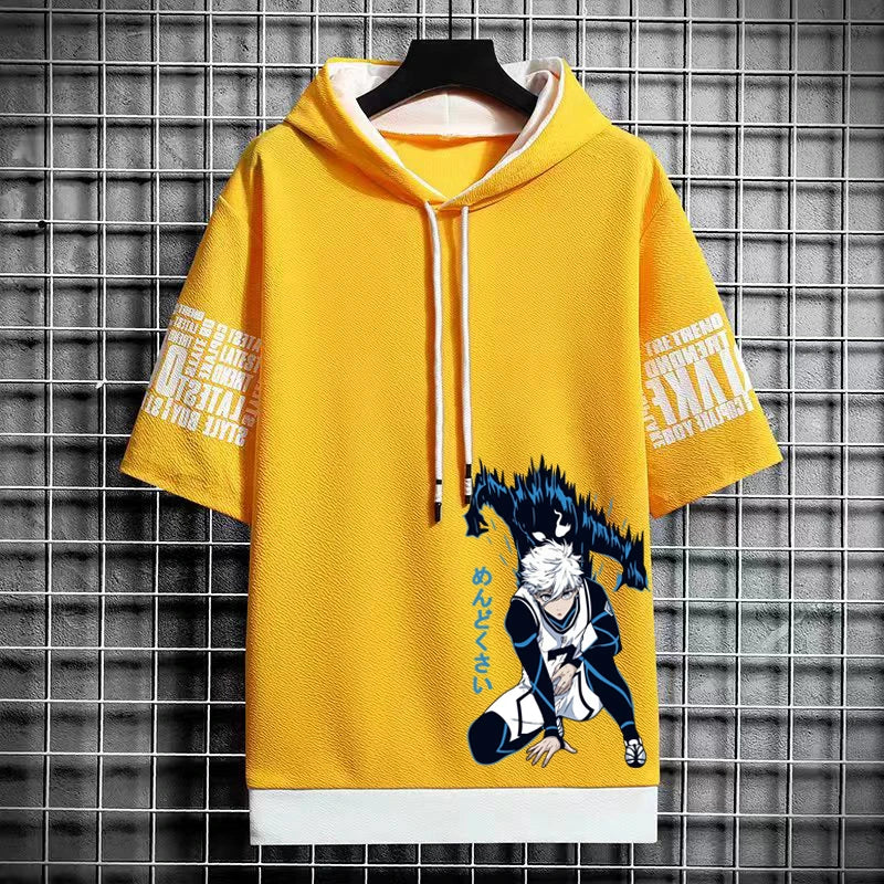 Men's Winter Hooded Graphic T-Shirt - Streetwear Anime Tee