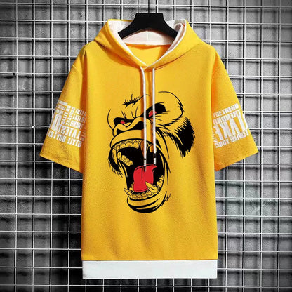 Men's Winter T-Shirt - Short Sleeve Streetwear Hoodie