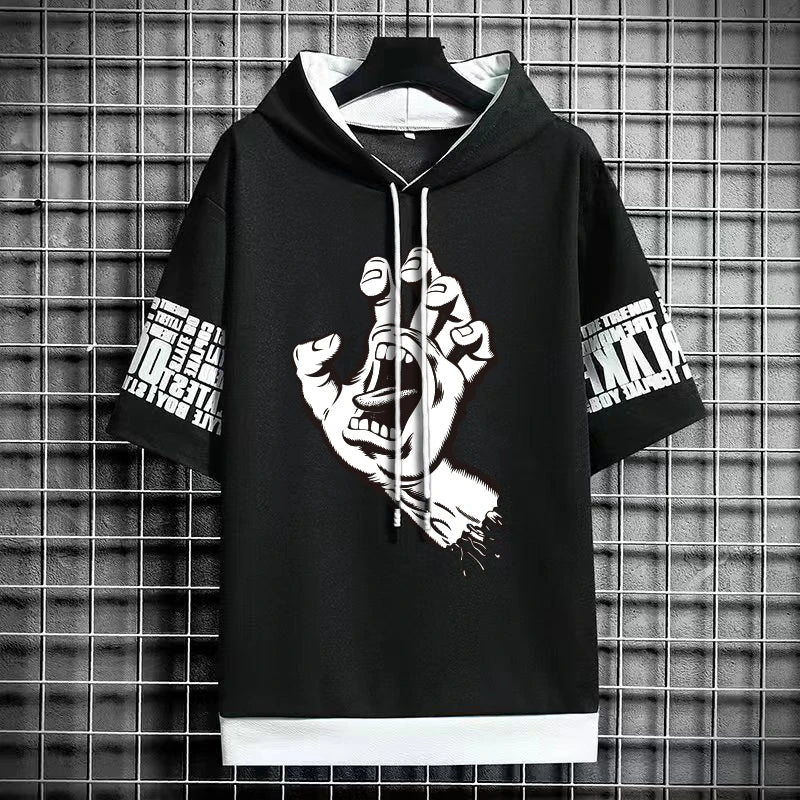 Men's Fashionable Winter Hooded T-Shirt - Streetwear Top