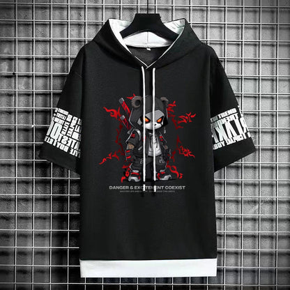 Men's Harajuku Hooded T-Shirt - Korean Fashion Streetwear