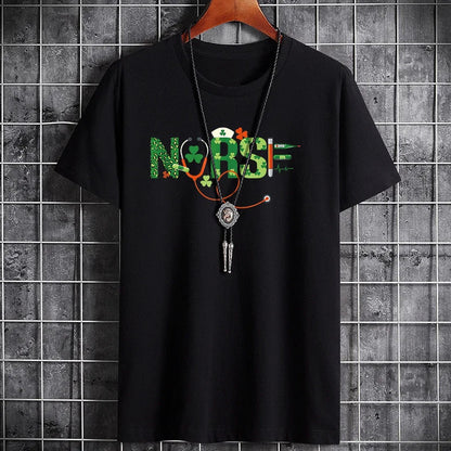 Men's Nurse Letter Printed Cotton T-Shirt - Breathable Tee