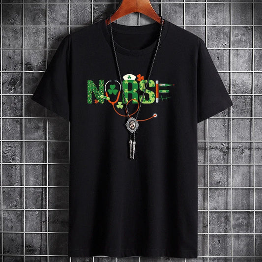 Men's Nurse Letter Printed Cotton T-Shirt - Breathable Tee