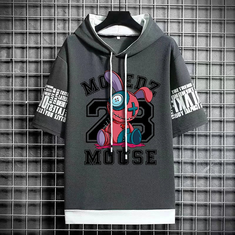 Winter Men's Stylish Hooded T-Shirt - Casual Graphic Tee
