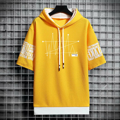 Men's Winter Hooded T-Shirt - Stylish Graphic Streetwear
