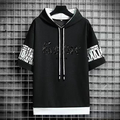 Trendy Men's Hooded T-Shirt - Hip Hop Harajuku Style