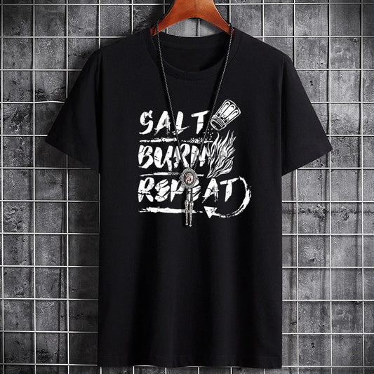 Men's Summer Cotton T-Shirt - Casual Printed Round Neck Tee