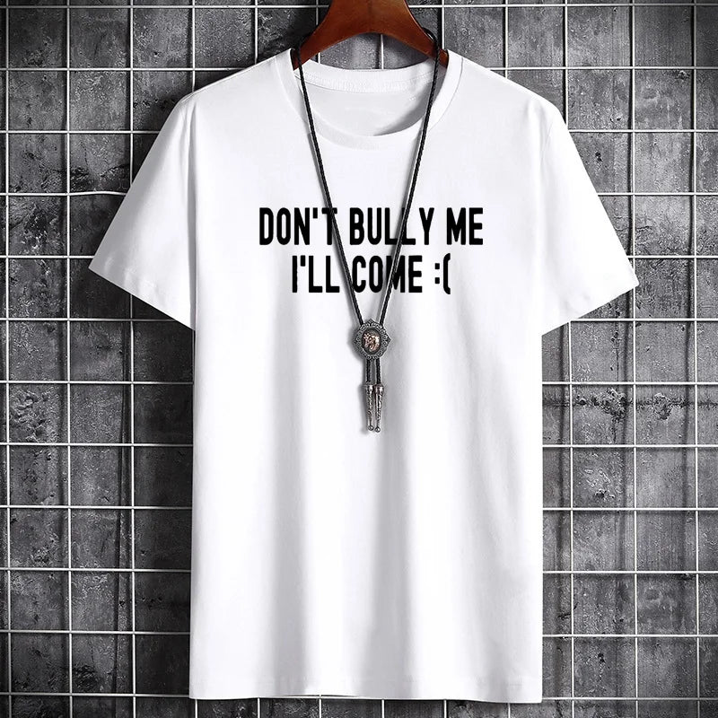 Men's Summer Cotton T-Shirt - Casual Letter Print O-Neck