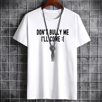 Men's Summer Cotton T-Shirt - Casual Letter Print O-Neck