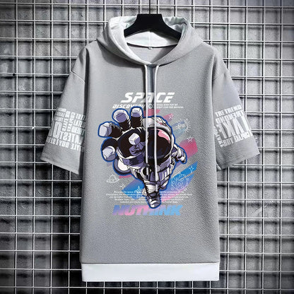 American Trendy Men's Hooded T-Shirt - Stylish Streetwear