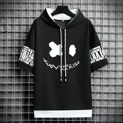 Men's Winter Hooded T-Shirt - Harajuku Short Sleeve Top