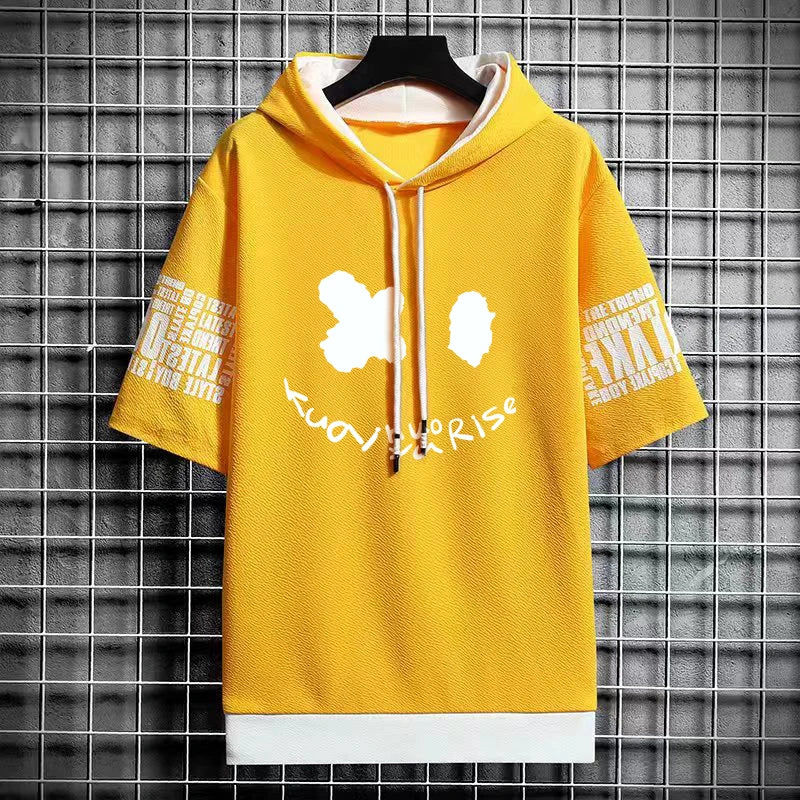 Men's Winter Hooded T-Shirt - Harajuku Short Sleeve Top