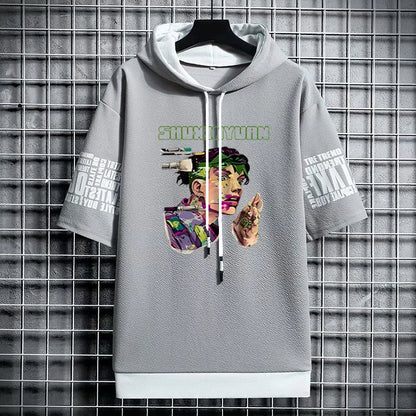 Men's Streetwear Hooded T-Shirt - Graphic Anime Print