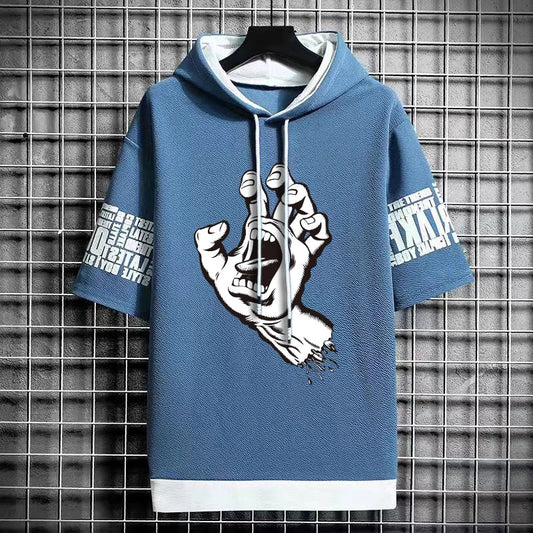 Men's Fashionable Winter Hooded T-Shirt - Streetwear Top
