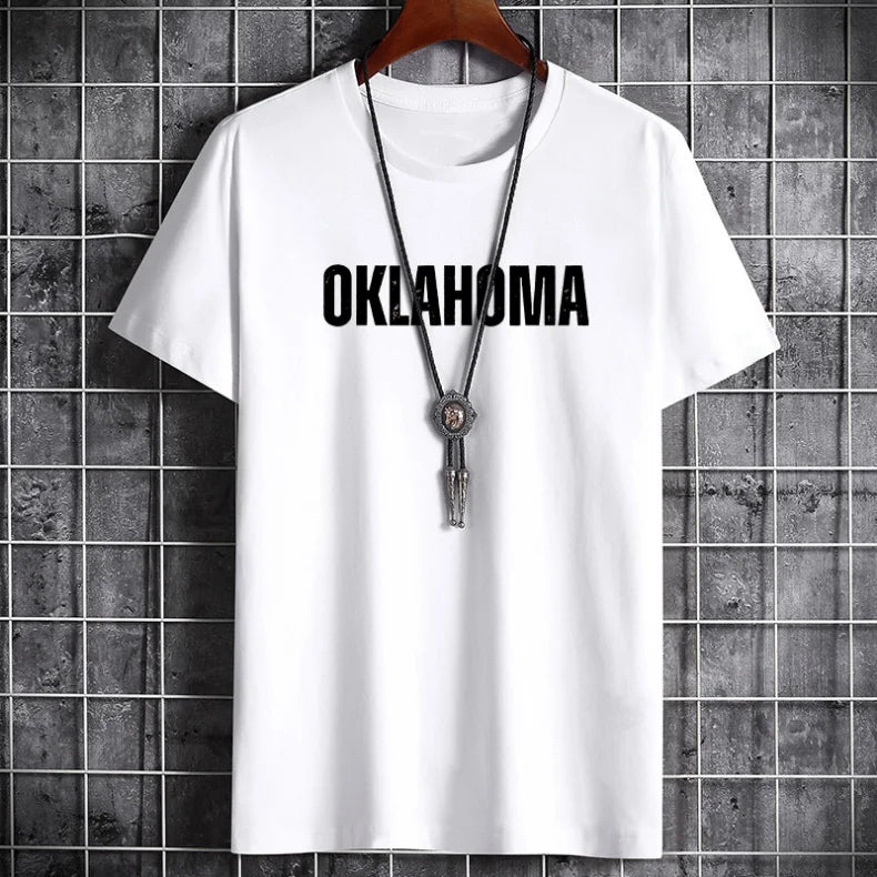 Men's Summer Cotton T-Shirt - Letter Print Casual Sports Top