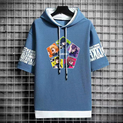 Men's Winter Hooded T-Shirt - Anime Graphic Stylish Tee