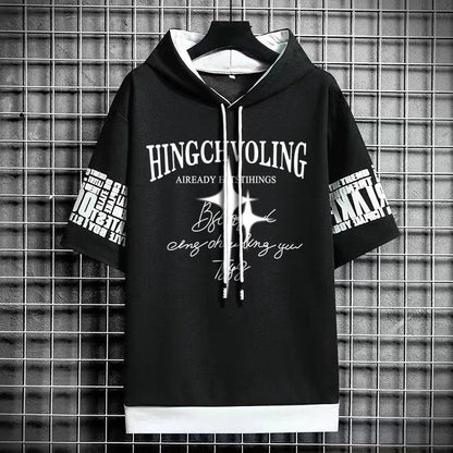 Men's Short Sleeve T-Shirt - Winter Streetwear Hoodie
