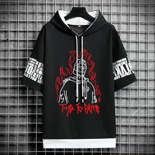 Men's Winter Hooded T-Shirt - Trendy Harajuku Streetwear