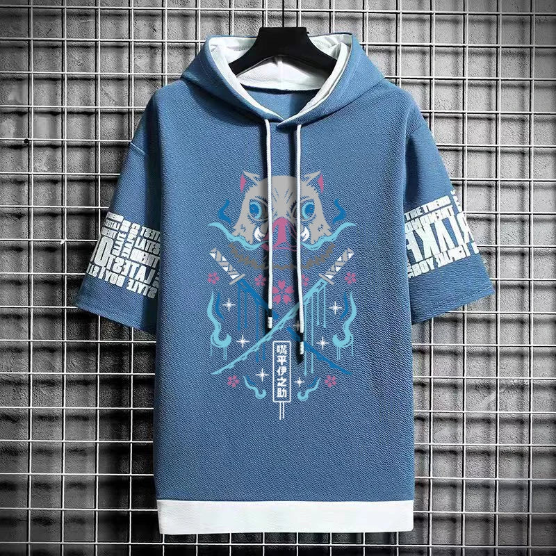 Men's Winter T-Shirt - Hooded Short Sleeve Streetwear
