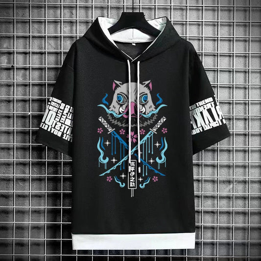 Men's Winter T-Shirt - Hooded Short Sleeve Streetwear