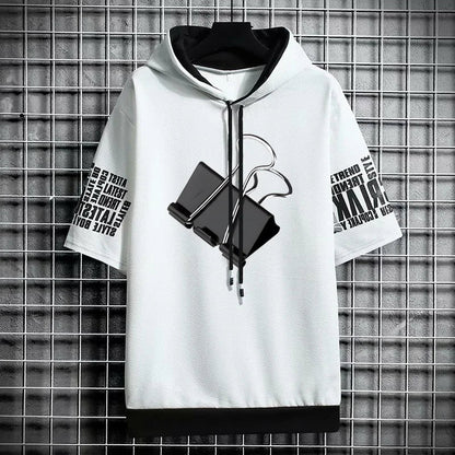 Men's Streetwear Hooded T-Shirt - Winter Graphic Hoodie