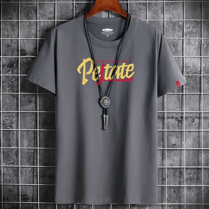 Men's Summer Cotton T-Shirt - Casual Letter Print Tee
