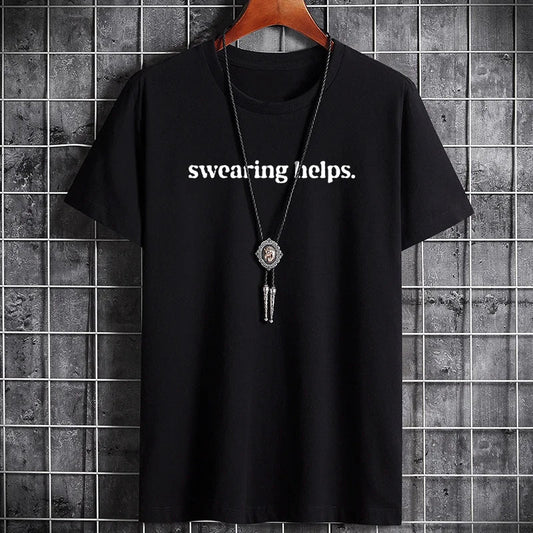 Men's Summer Cotton T-Shirt - Casual Letter Print O-Neck Tee