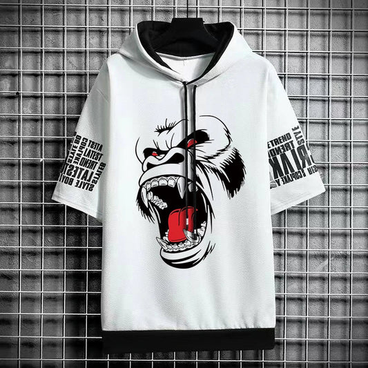 Men's Winter T-Shirt - Short Sleeve Streetwear Hoodie