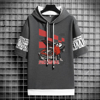 Men's Winter T-Shirt - Short Sleeve Graphic Hoodie