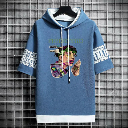 Men's Streetwear Hooded T-Shirt - Graphic Anime Print