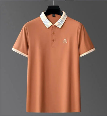 Men's Summer Polo T-Shirt - Crown Embroidered Casual Top