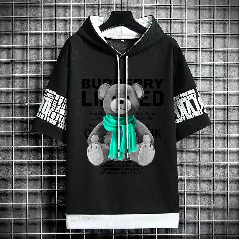 Winter Men's Hooded Graphic T-Shirt - Harajuku Streetwear