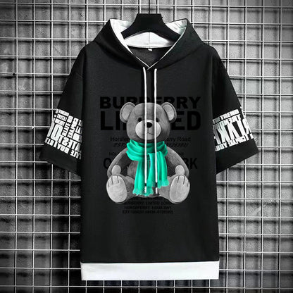 Winter Men's Hooded Graphic T-Shirt - Harajuku Streetwear
