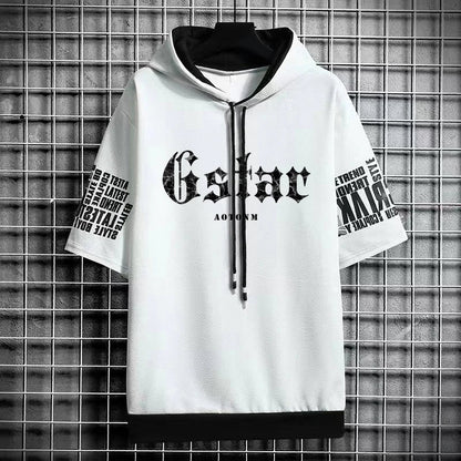 Trendy Men's Hooded T-Shirt - Hip Hop Harajuku Style