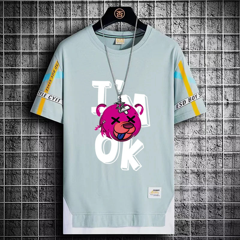Men's Summer Streetwear T-Shirt - Trendy Graphic Tee