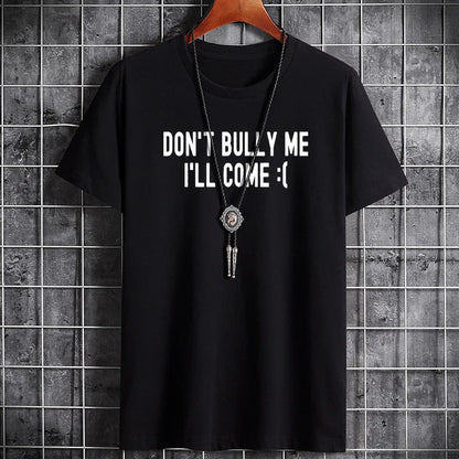Men's Summer Cotton T-Shirt - Casual Letter Print O-Neck