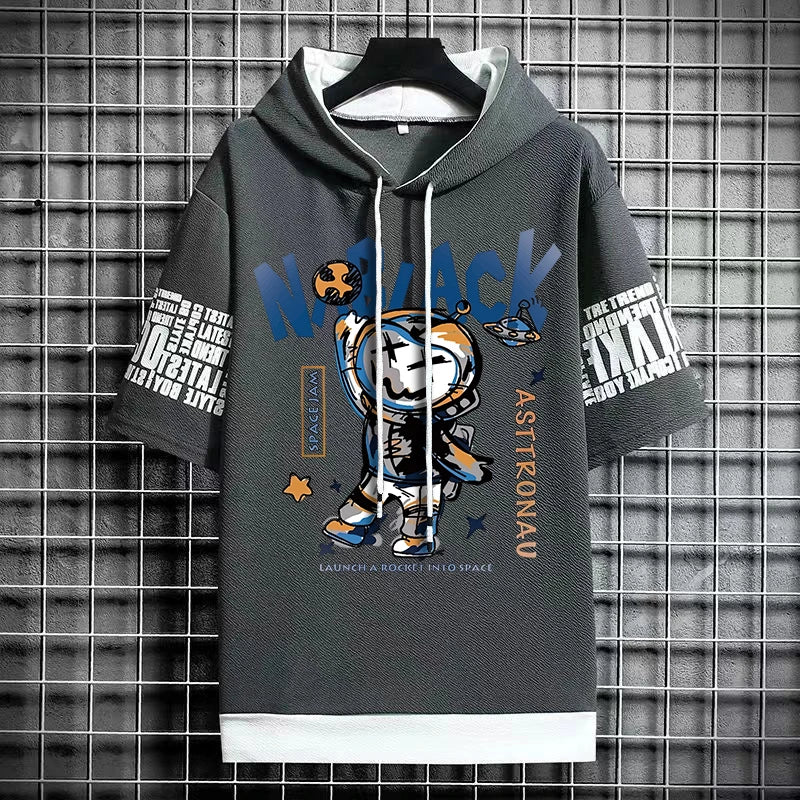Men's Winter Hooded T-Shirt - Korean Fashion Streetwear Tee
