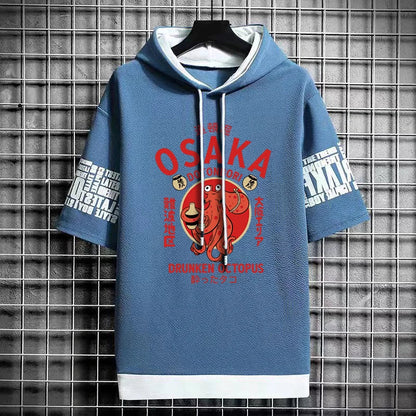 Osaka Dotonbori Octopus Hooded T-Shirt - Japanese Streetwear